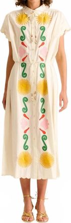 Carolina K Valerie Embroidered Kaftan Midi Dress In Off White
