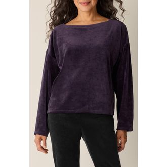 Eileen Fisher Boxy Velvet Top in Aubergine at Nordstrom, Size X-Large