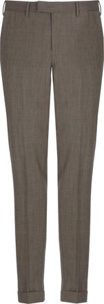 Pantaloni Torino Brown Flap Pockets Wool Formal Pants