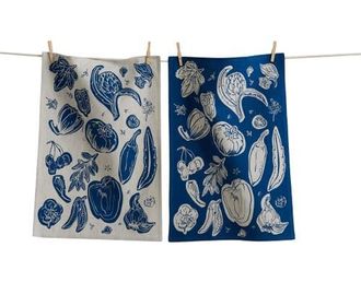 Tag Canyon Print Veggies Dishtowel S/2 Midbl Midnight Blue Cotton Everyday at Nordstrom