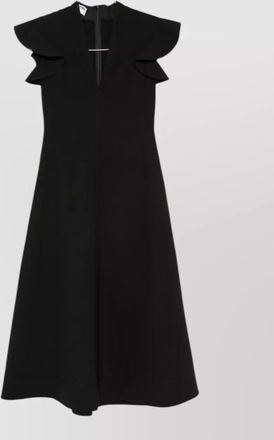 Moschino v-neck ruffled-sleeve a-line midi dress
