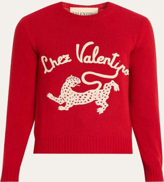 Valentino Garavani Mens Chez Valentine & Panther Wool Sweater