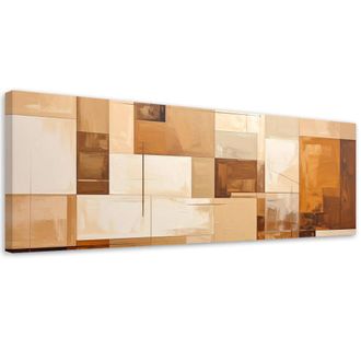 Feeby Cuadro Sobre Lienzo, Formas Geom&eacute;tricas Abstractas En Beige, 120x40