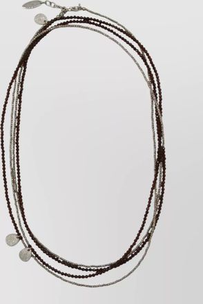 Brunello Cucinelli layered beaded bracelets metallic accents pendant