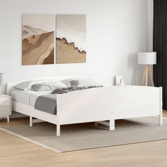 Berkfield Home Bed Frame without Mattress White 180x200 cm Super King Solid Wood Pine