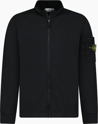 Stone Island Mens Stone Island Cotton Fleece Track Jacket in Black - Size: 38