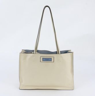 Prada Ivory Leather Handbag Shoulder Bag Tote Bag (Pre-Owned)