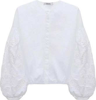 Dorothee Schumacher Geborduurde Beauty Blouse - Dames - Blouses - Wit - M - Katoen - Overhemden