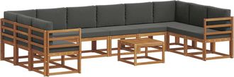 vidaXL Conjunto De Sof&aacute;s De Exterior 11 Uds. Natural Y Antracita Vidaxl