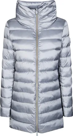 Save The Duck Straight-Cut Long Coat with High Collar