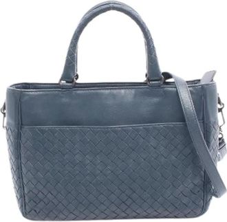 Bottega Veneta Pre-owned Handbags, female, Blue, Size: ONE SIZE Pre-owned Intrecciato Leather Handbag