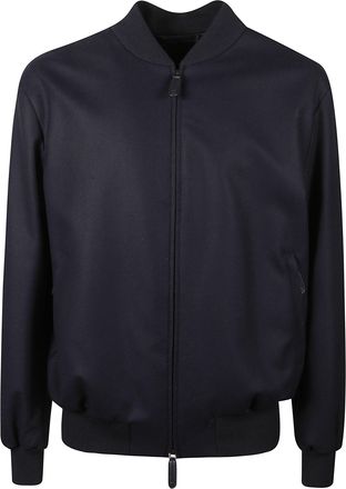 Giorgio Armani Zipped Minimalist Jacket With Ribbed Details