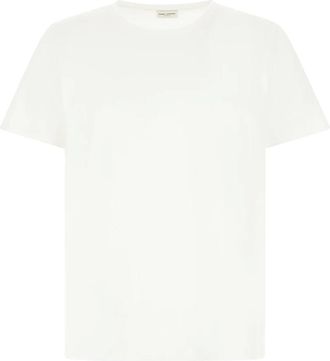 Saint Laurent Tops, Heren, Wit, XL, Katoen, Cassandre T-shirt