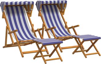 vidaXL Silla De Terraza 4 Pcs 3 Posici&oacute;n Madera De Eucalipto Maciza Vidaxl