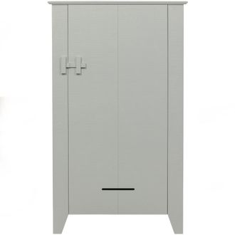 Woood Mueble con 1 puerta y 4 estantes en madera gris oscuro