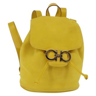 Ferragamo Gancini Backpack Suede Yellow Suede Backpack Bag (Pre-Owned)