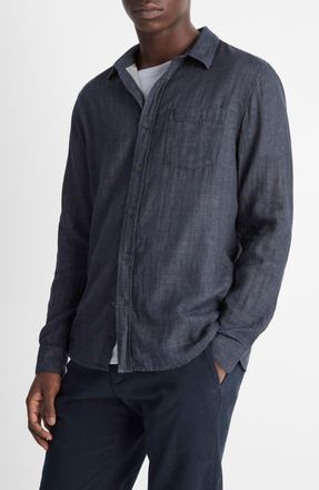 Vince Regular Fit Double Face Button-Up Shirt in H Coastal at Nordstrom, Size Xx-Large
