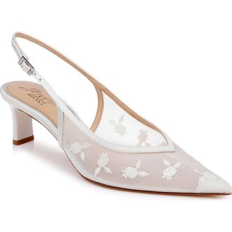Badgley Mischka Zahra II Slingback Pointed Toe Pump in Ivory Satin at Nordstrom, Size 9.5