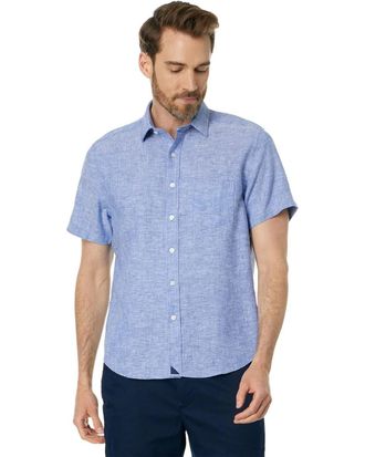 UNTUCKit Untuckit Cameron Shirt Mens Blue Linen Wrinkle Resistant Slim Fit KFC1131