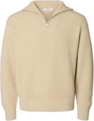 Selected Jersey de punto con media cremallera Dry - Knitwear - Hombre - Beige - 2XL