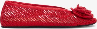 Ganni Jenny Ballerina in Red Mesh - Size 36 Goji Berry