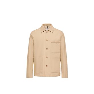 Moncler Moncler Nanav Seersucker Shirt Jacket, Men, Beige, Size: 1