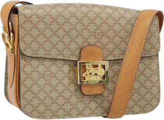 Celine Pre-owned Vintage Macadam Canvas Schoudertas - Dames - Vintage Schoudertas - Beige - ONE Size - Leer - Vintage