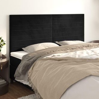 vidaXL Cabeceros 4 Unidades De Terciopelo Negro 100x5x78/88 Cm Vidaxl