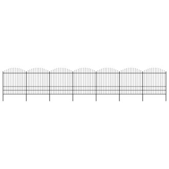 Berkfield Home Garden Fence with Spear Top Steel (1.75-2)x11.9 m Black