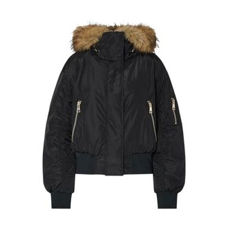 Liu Jo Jassen, Dames, Zwart, M, Polyester, Bomberjack met capuchon