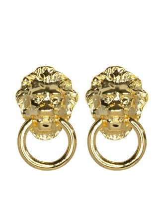 Kenneth Jay Lane Orecchini Lion Head Door Knocker - Oro