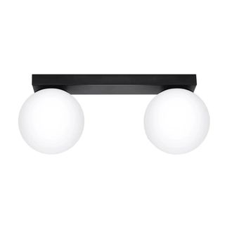 Wonderlamp L&aacute;mpara de techo rectangular negro con 2 esferas