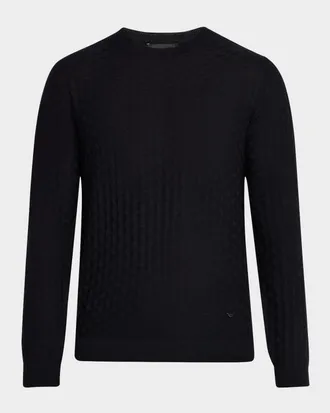 Emporio Armani Men & apos;s Merino Wool Basketweave Crewneck Sweater