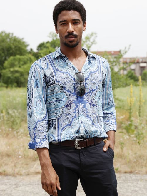 Schauspieler Alberto Boubakar Malanchino auf der Milan Fashion Week