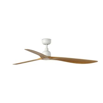 Netlighting Outwood Large 3 Blade Ceiling Fan Matt White Oak Wood IP44 in Brown