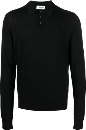 Lanvin Merinos Polo - Heren - Polos - Zwart - XL - Wol - Tops