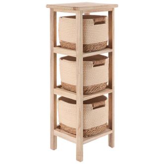 Tendance Paulownia Mueble 3 Cajones Planta Y Algodon - Beige Natural Tendance