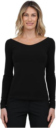 Max Mara Viscose Jersey T-shirt - Dames - Longsleeves - Zwart - L - Tops
