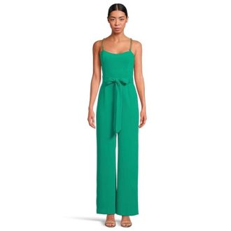 Lilly Pulitzer Zemira Jumpsuit Womens Green Tie Waist Sweetheart Neck FROG806