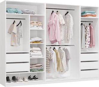 Topeshop Openo Conjunto 260/200 - Armario Modular - Cajones Barras Estantes - 260x200x50 Cm - Blanco