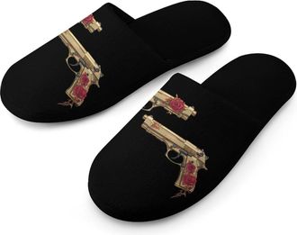 Generic Guns Roses Mens Slippers Warm Non-Slip Houes Shose Spa Slipper for Home Bedroom