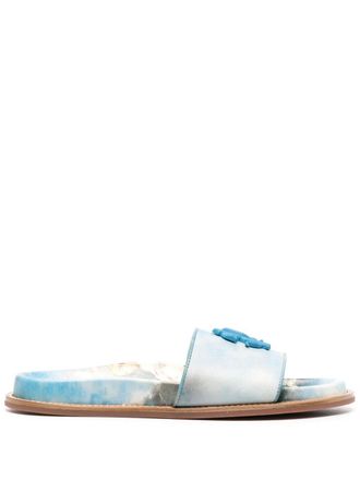 Roberto Cavalli Mirror Snake leather slides - Blue