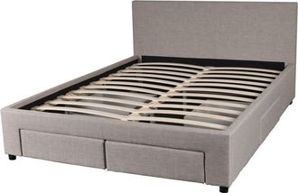 Weber Industries Cama con 4 cajones, tela gris claro, 140x190 cm