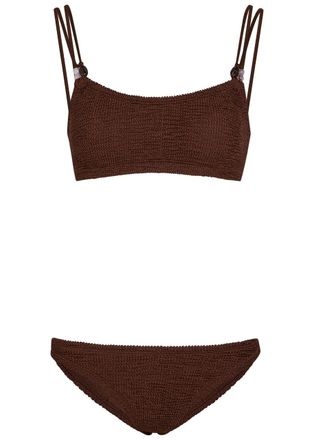 Hunza G Cassie Beaded Crinkle Bikini - Brown - One Size