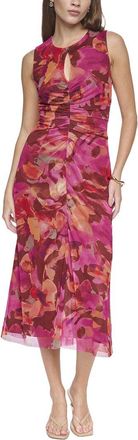 Halston Heritage Mesh Printed Midi Dress