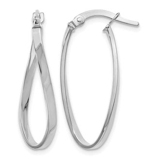 Diamond2Deal 14K White Gold Polished Oval Shape Hoop Earrings