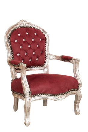 Biscottini International Silla Infantil De Cocina Y Comedor De Madera Sill&oacute;n Infantil Con Brazos 72x50x49 Cm Sill&oacute;n Dormitorio Acolchado Estilo Franc&eacute;s