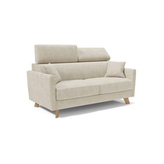 Divani.Store Sof&aacute; cama con reposacabezas ajustables 200 cm blanco