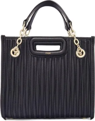 Maje Mini quilted leather tote bag in Black at Nordstrom, Size Medium