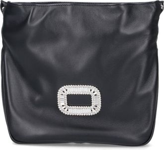 Roger Vivier Black Pilgrim Crystal Nappa Shoulder Bag